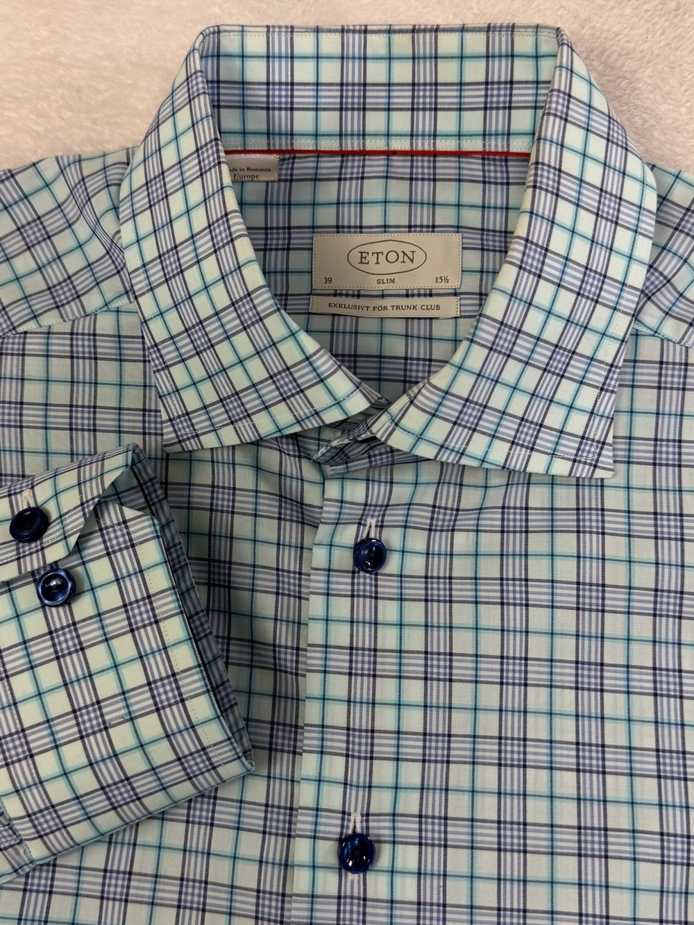Eton of Sweden Slim Fit Multi Check Cotton Shirt 39 15.5 Trunk Club